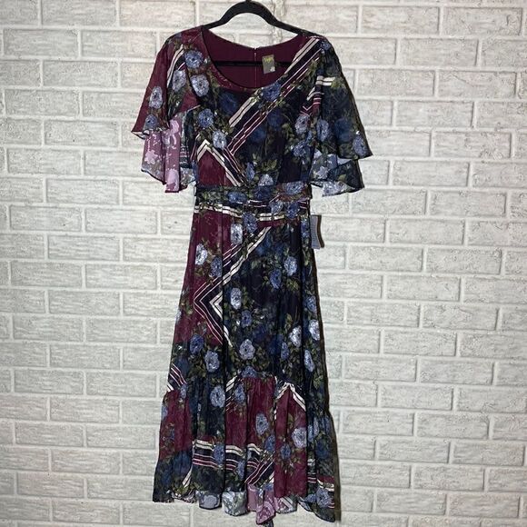 🌻NWT MSRP $128 Taylor Short Sleeve Print Dress Women's Size 10 - Picture 4 of 8